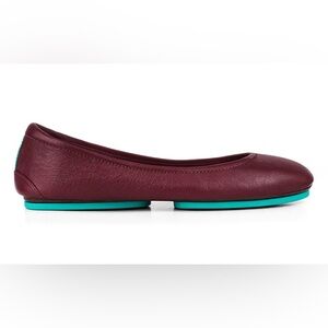 Elegant Burgundy Tieks Flats with Teal Soles